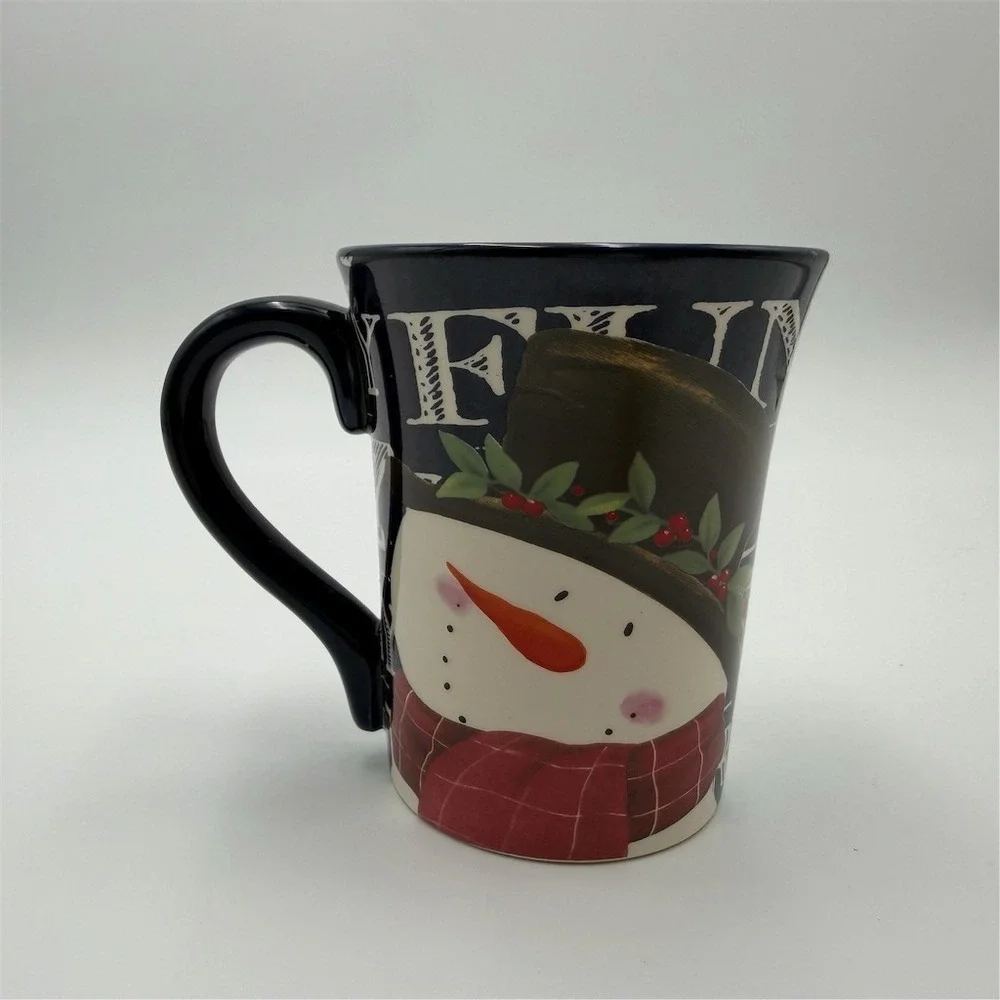 Certified International Nantucket Snowman‎ Coffee Mug Blue Christmas